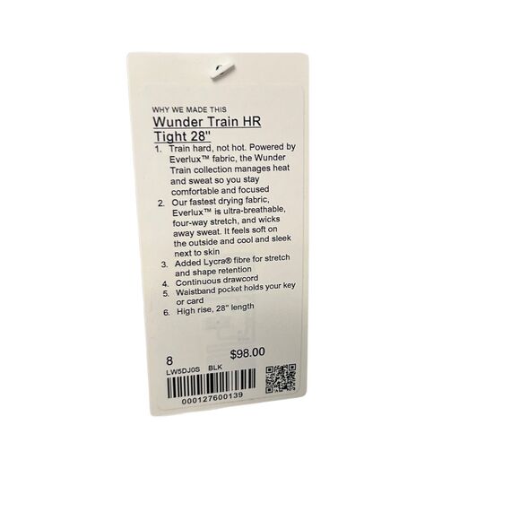 Lululemon Wunder Train High-Rise Tight 28" Black Size 8 NWT Authentic - Picture 8 of 9